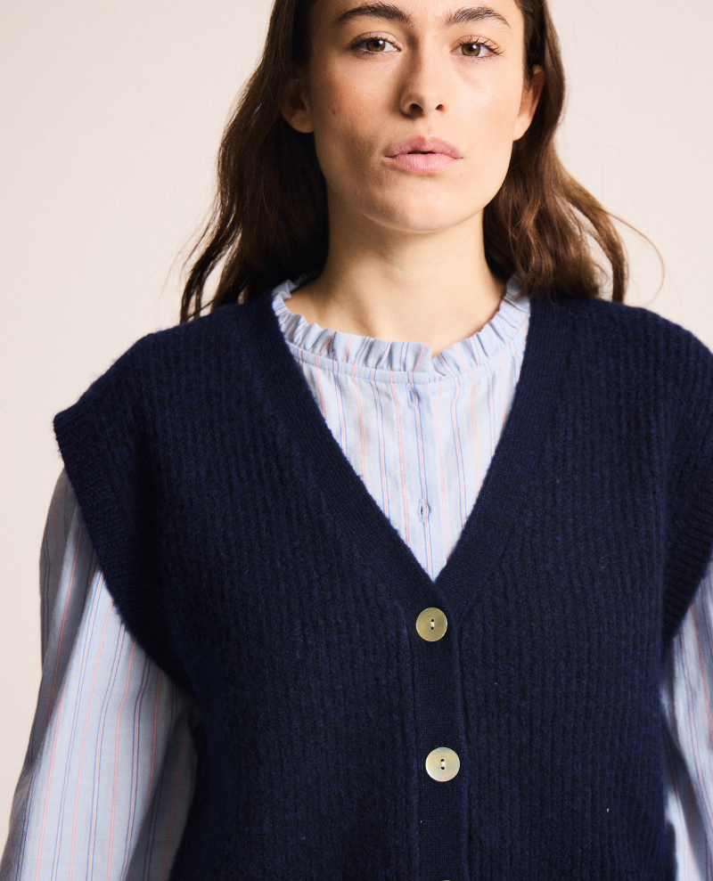 Ichi Povoke Medieval Blue Sweater Vest Cardigan