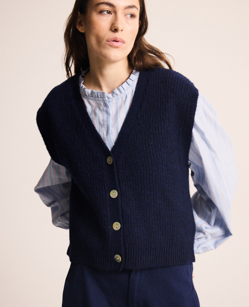 Ichi Povoke Medieval Blue Sweater Vest Cardigan