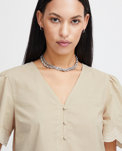 Ichi Saidi Oxford Tan Top