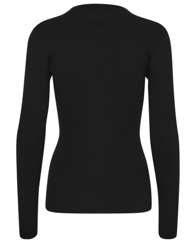 Ichi Aviva Black Long Sleeve Rib T-Shirt