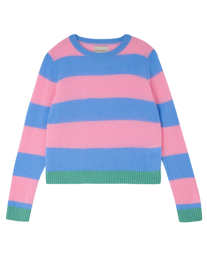 Jumper1234 Contrast Stripe Sky Candy Crew Knit