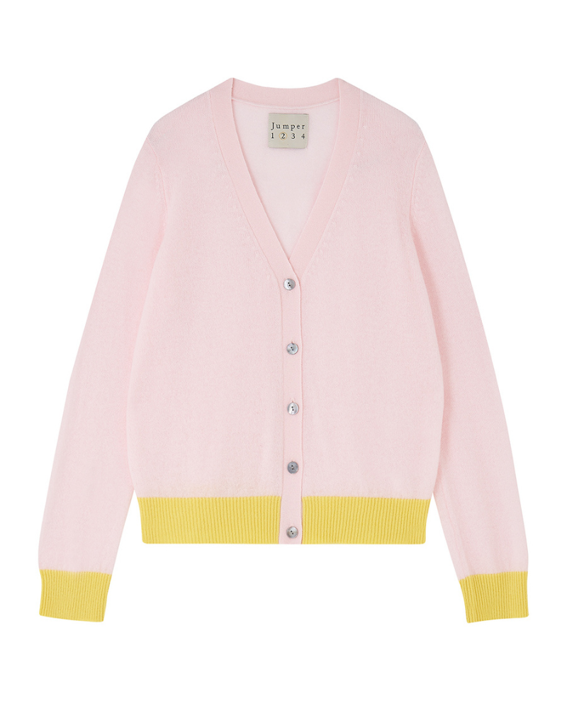 Jumper1234 Contrast Yellow Pink Cardigan