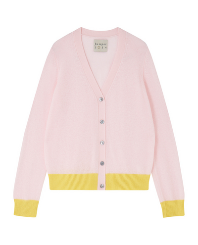 Jumper1234 Contrast Yellow Pink Cardigan