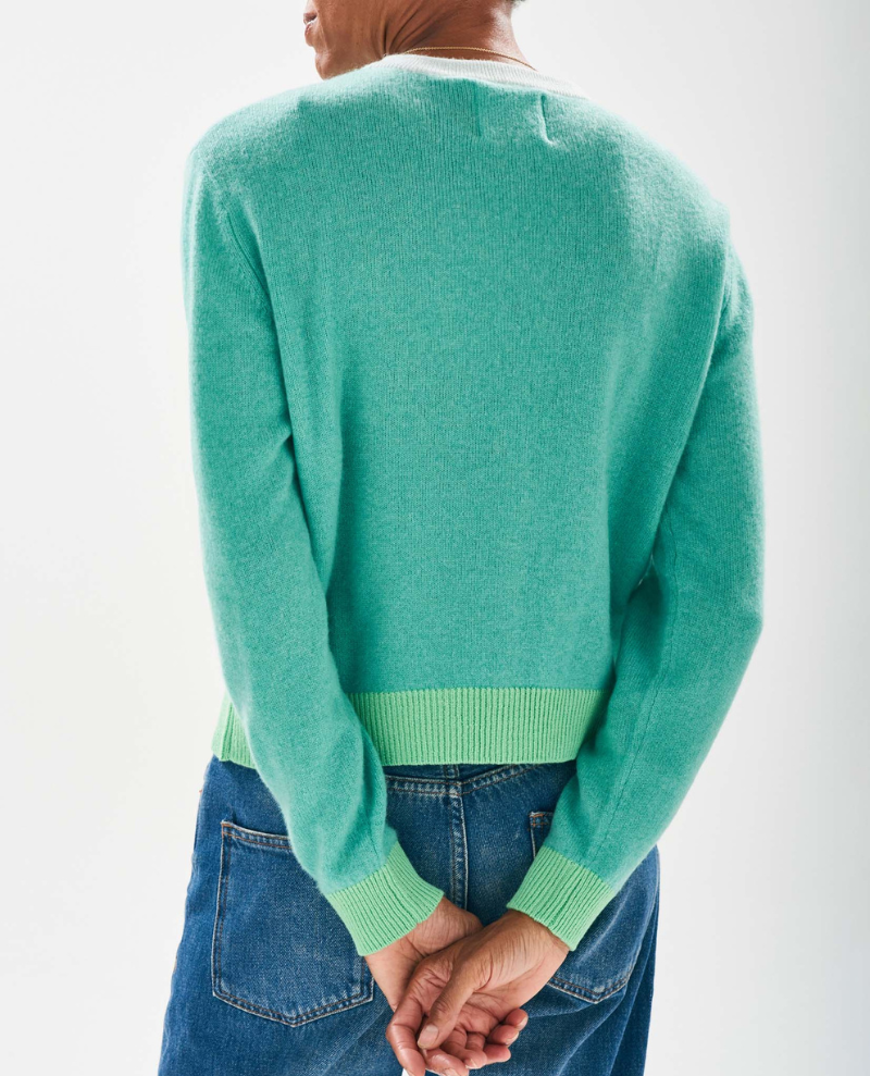 Jumper1234 Contrast Rib Mint Cardigan