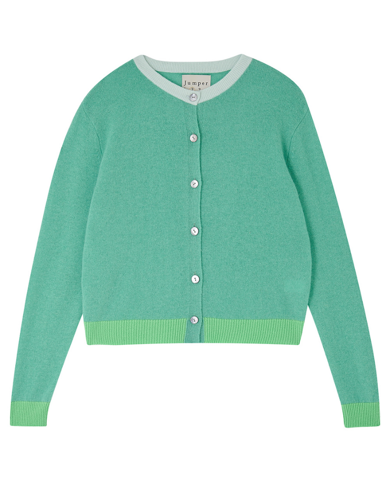 Jumper1234 Contrast Rib Mint Cardigan