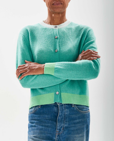 Jumper1234 Contrast Rib Mint Cardigan