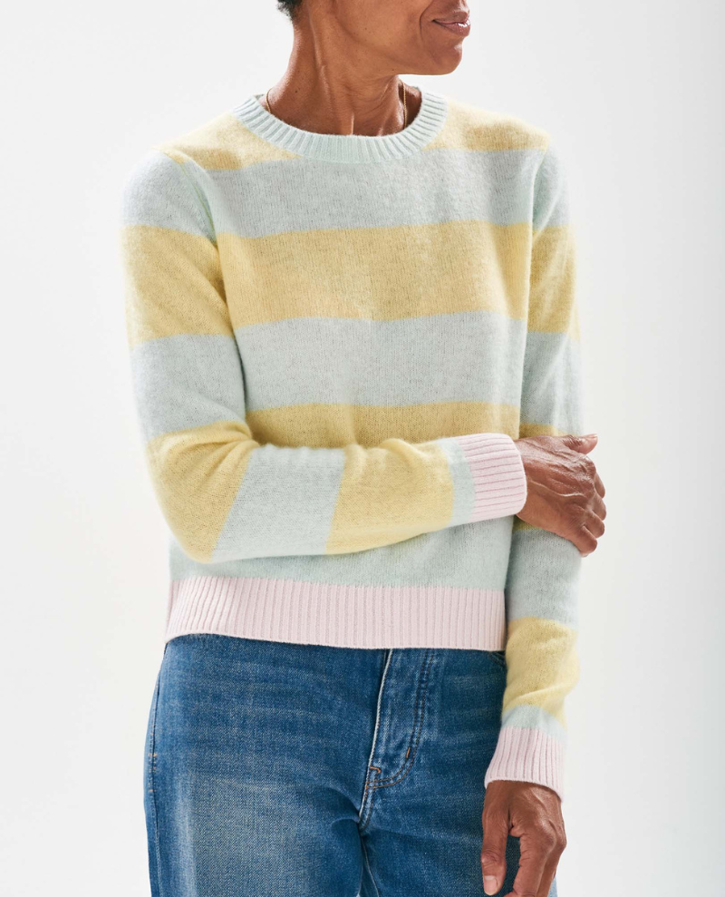 Jumper1234 Contrast Stripe Glory Marshmallow Crew Knit