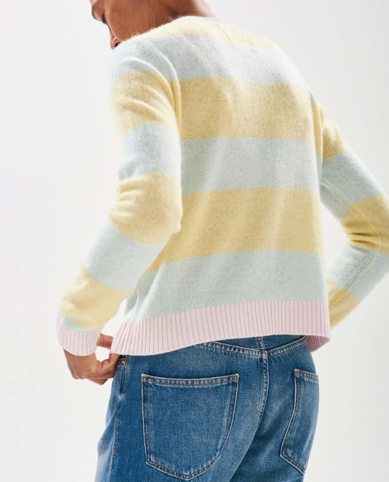 Jumper1234 Contrast Stripe Glory Marshmallow Crew Knit