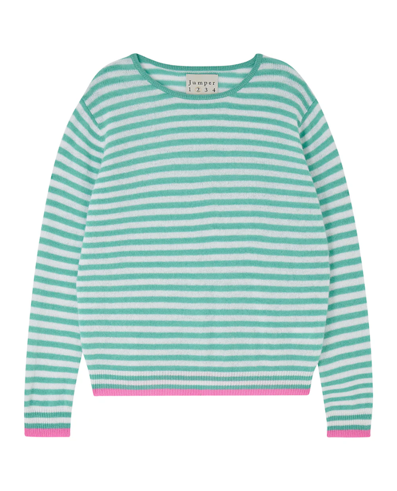 Jumper1234 Tipped Little Stripe Mint Crew Knit