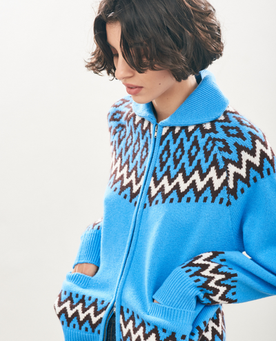 Jumper1234 Ski Sky Blue Zip Cardigan