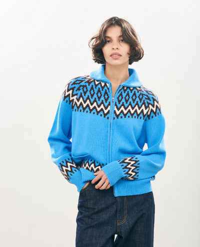 Jumper1234 Ski Sky Blue Zip Cardigan