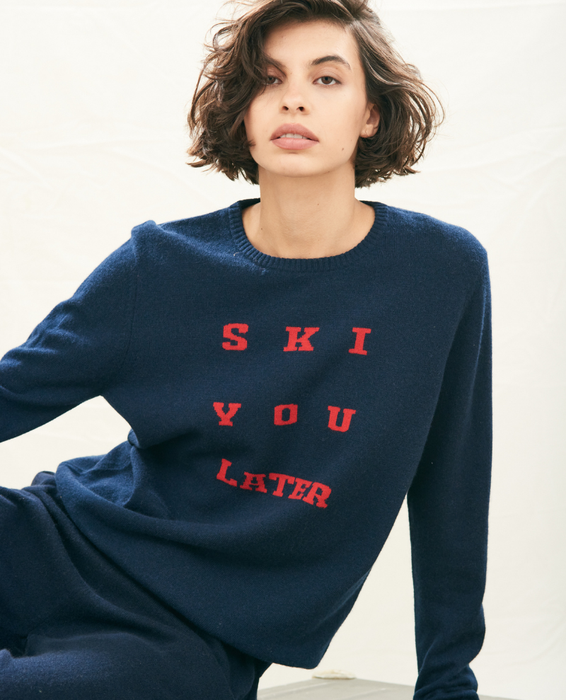 Jumper1234 Ski You Later Navy Crew Knit