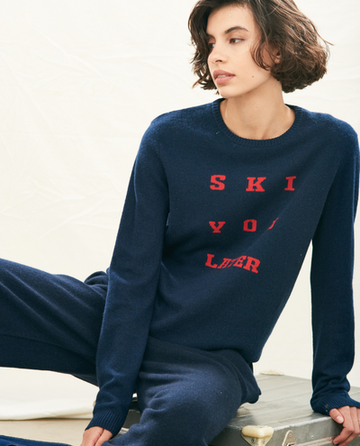 Jumper1234 Ski You Later Navy Crew Knit