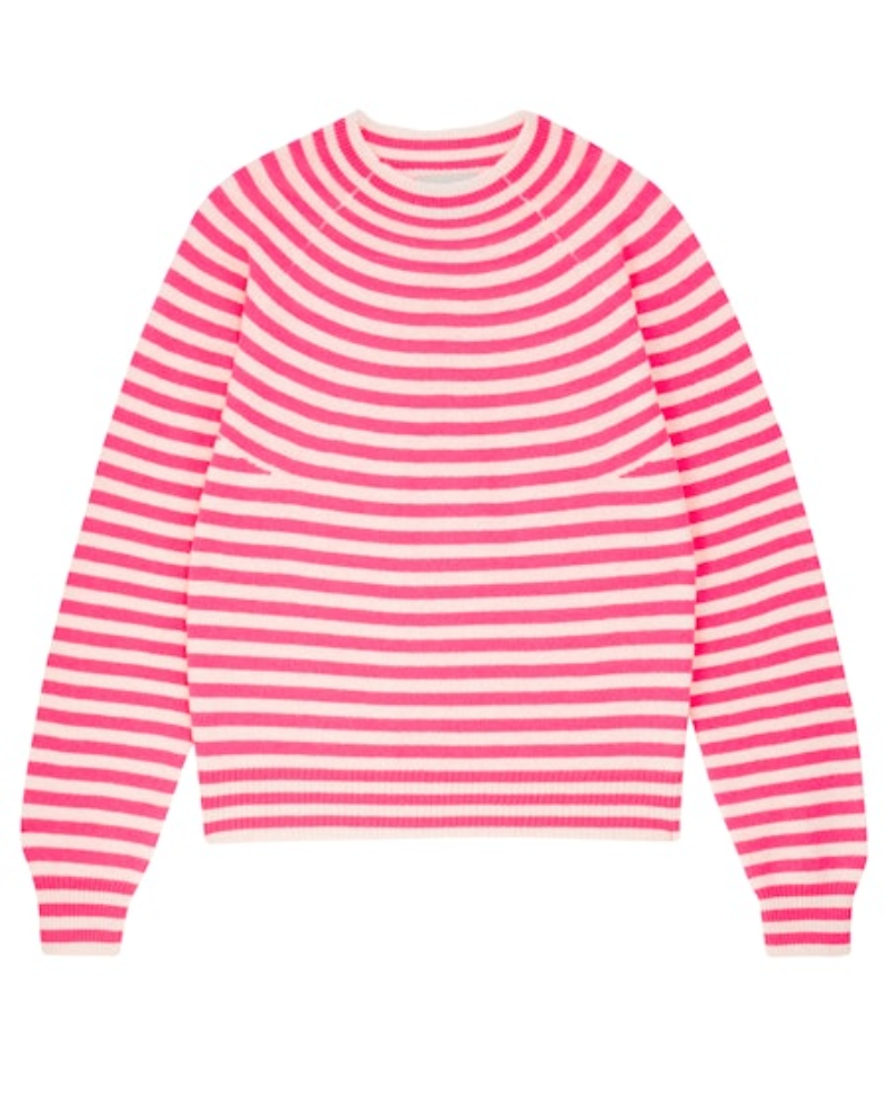 Jumper1234 Vary Neon Pink Oatmeal Stripe Crew Knit