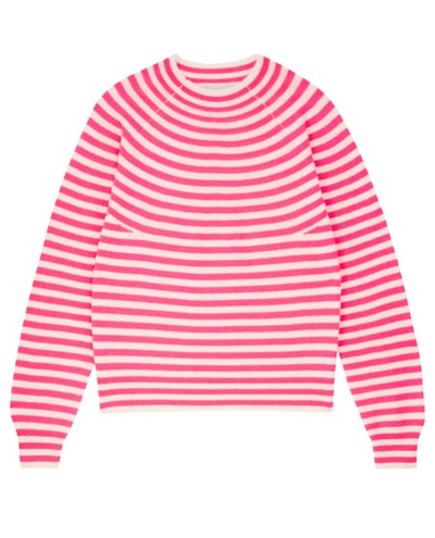 Jumper1234 Vary Neon Pink Oatmeal Stripe Crew Knit