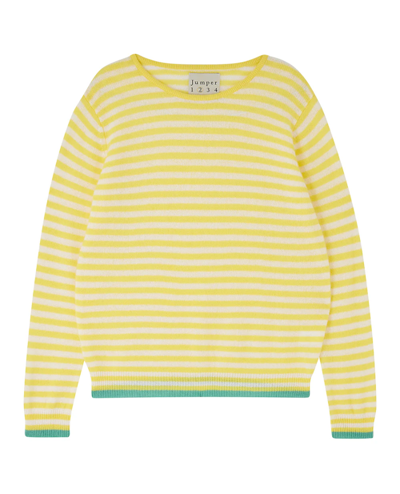 Jumper1234 Tipped Little Stripe Yellow Crew Knit