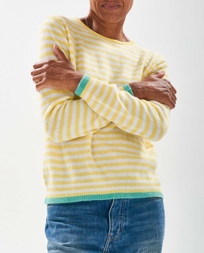 Jumper1234 Tipped Little Stripe Yellow Crew Knit