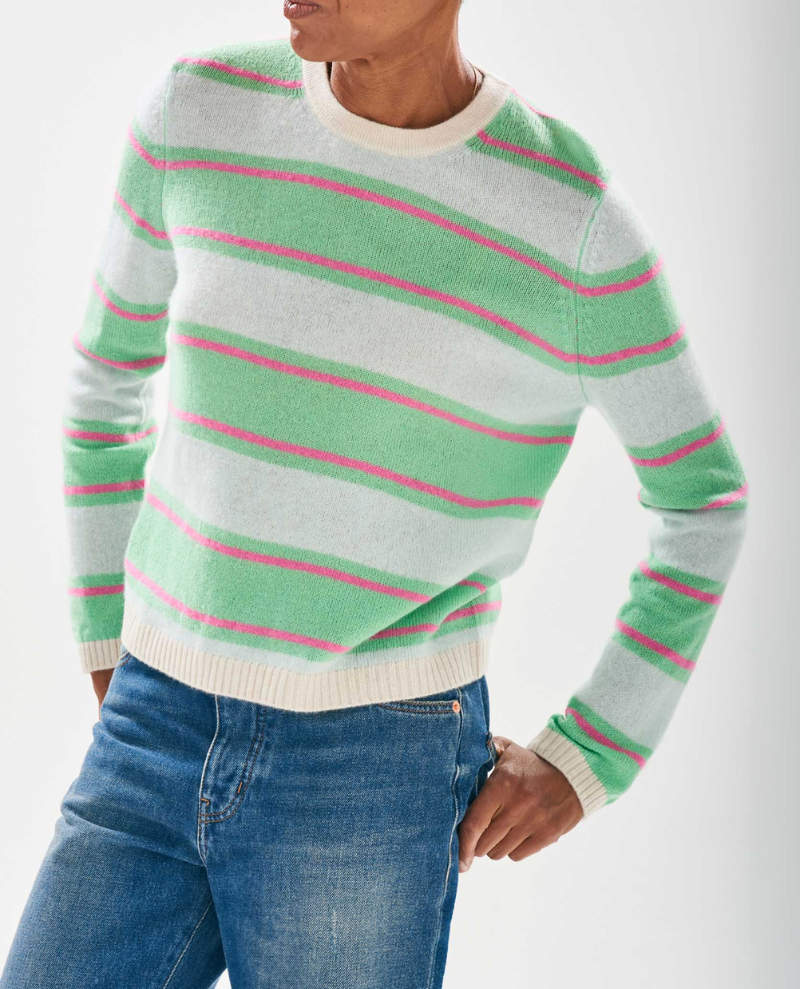 Jumper1234 Deckchair Stripe Oatmeal Apple Crew Knit