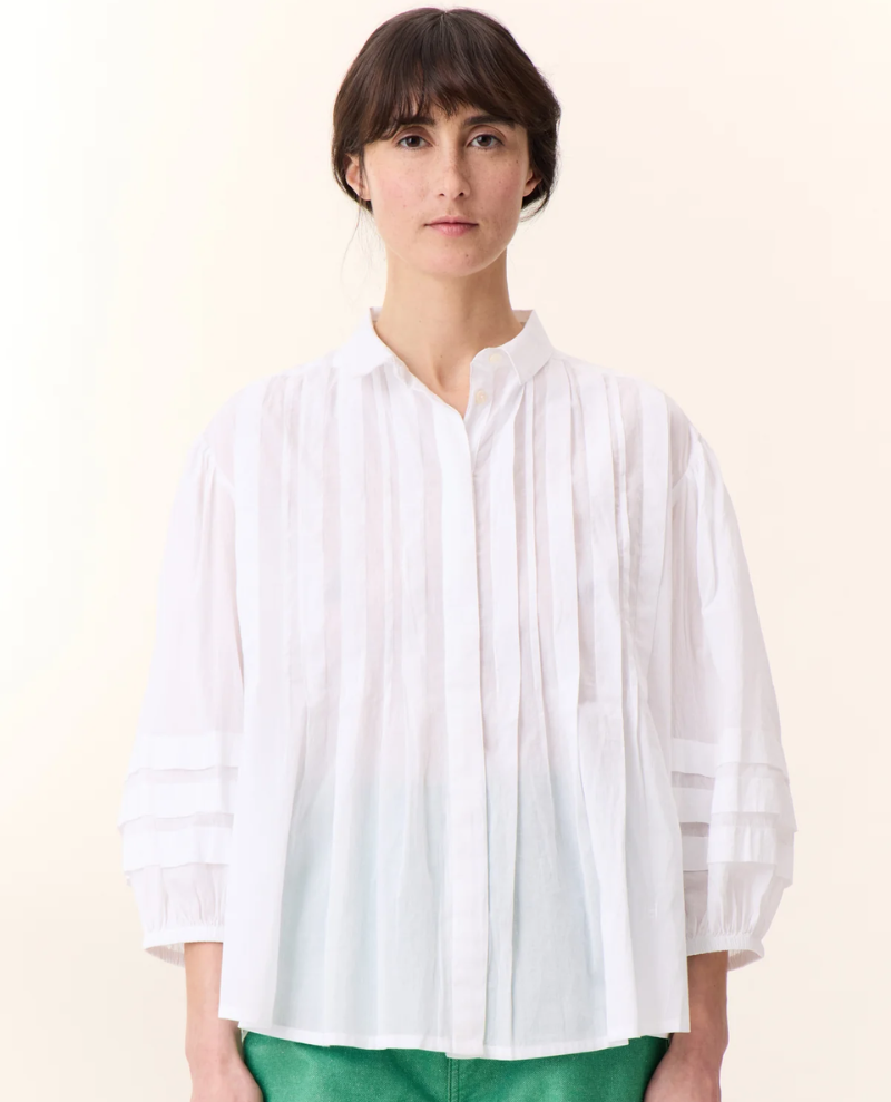 Leon & Harper Chimi White Pleated Blouse