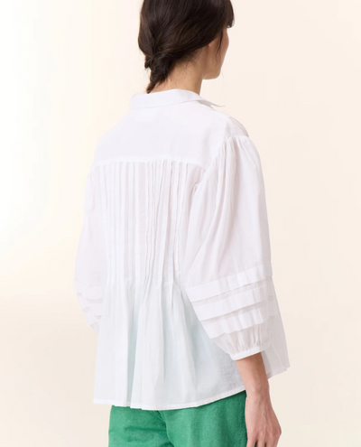 Leon & Harper Chimi White Pleated Blouse