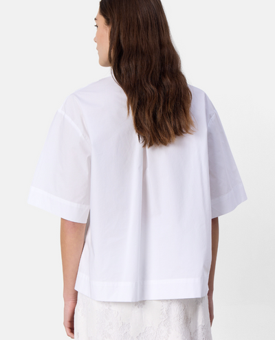 Levete Room Bradie White Cotton Bow Blouse