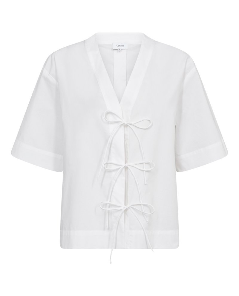 Levete Room Bradie White Cotton Bow Blouse