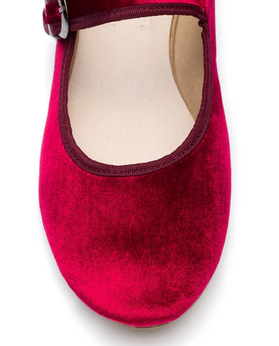 Moi London Burgundy Velvet Mary Jane Shoes