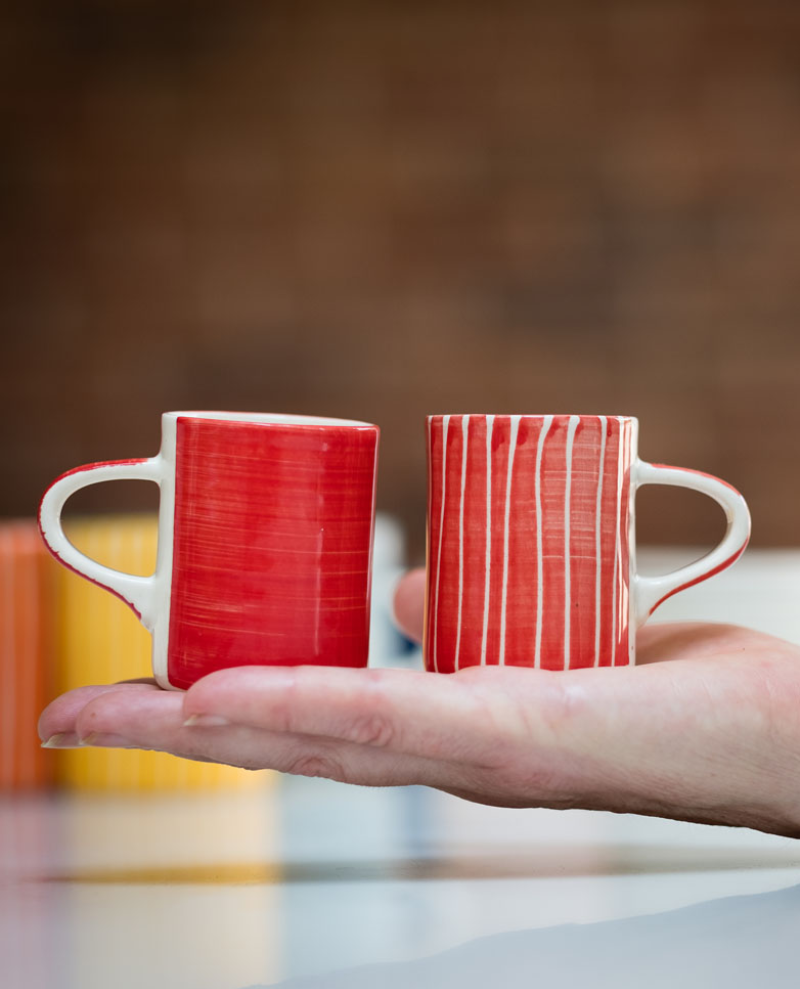 Musango Espresso Stripe Red Mug