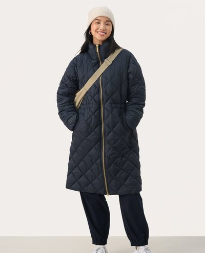 Part Two Cheas Navy Quilted Jacket