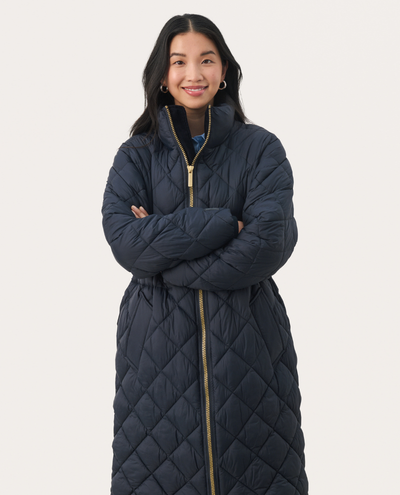 Part Two Cheas Navy Quilted Jacket