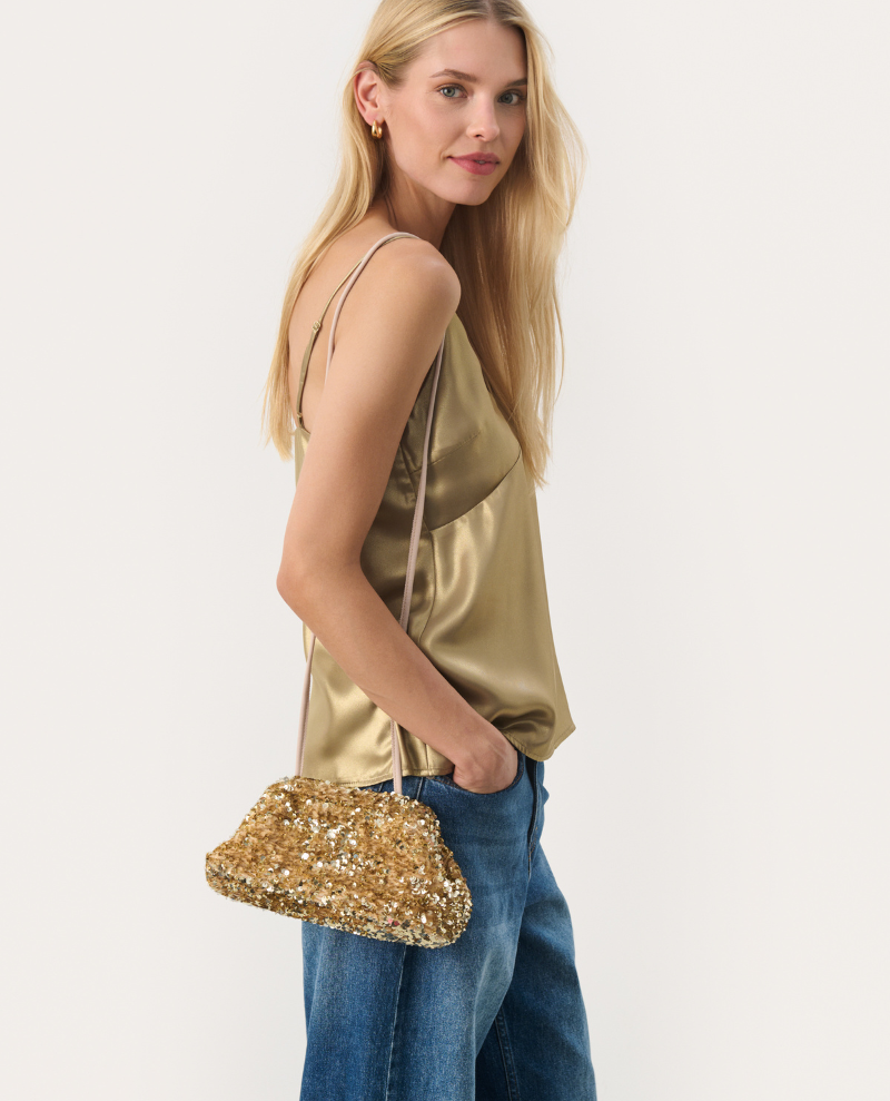 Part Two Dalina Gold Sequin Bag