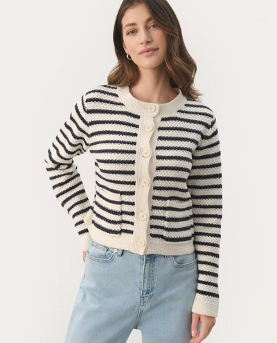 Part Two Elmie Navy Stripe Cardigan