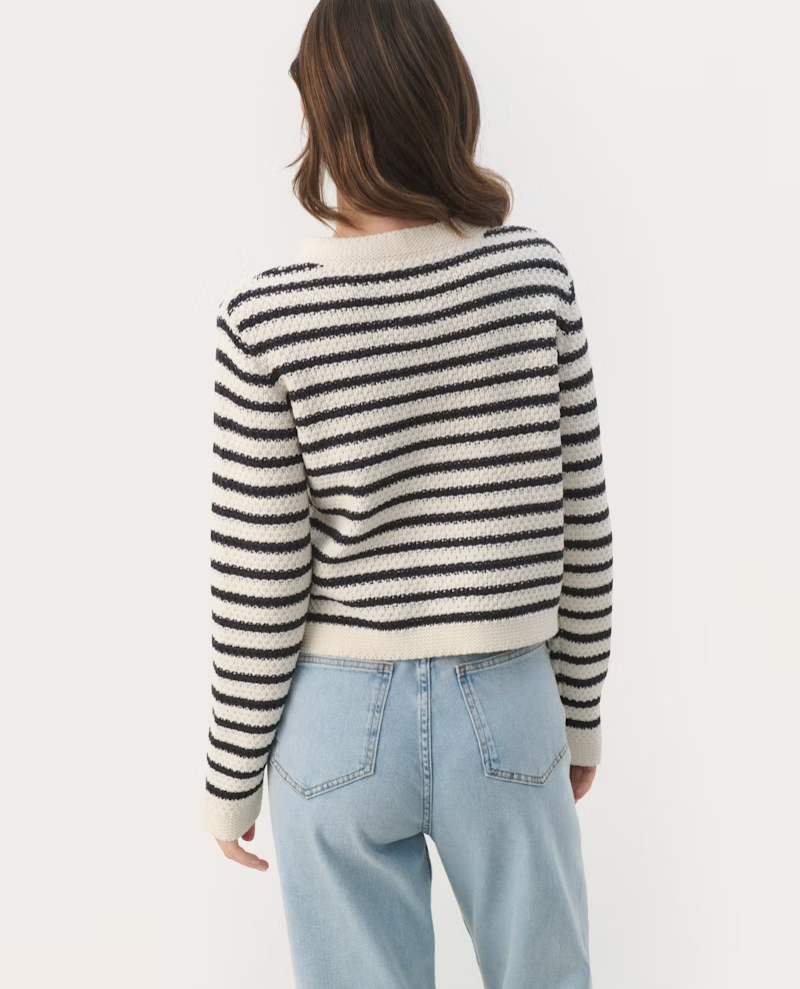 Part Two Elmie Navy Stripe Cardigan