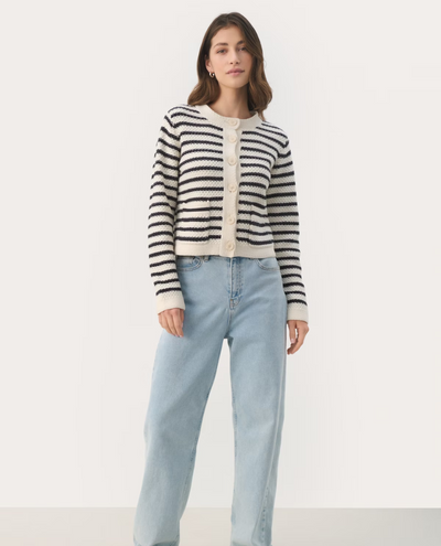 Part Two Elmie Navy Stripe Cardigan