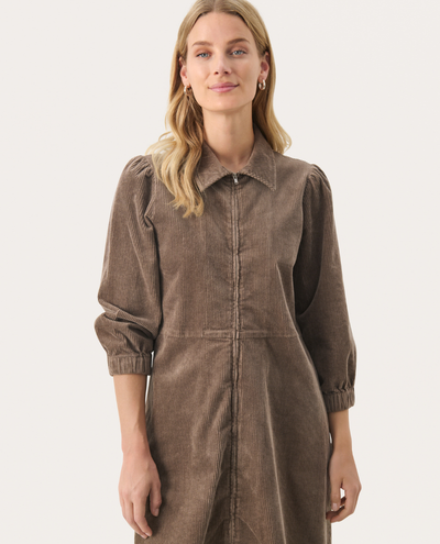 Part Two Eyvor Walnut Brown Cord Dress