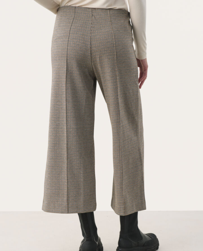 Part Two Ilisan Brown Check Jersey Culotte Trousers