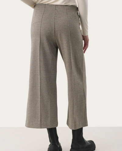 Part Two Ilisan Brown Check Jersey Culotte Trousers