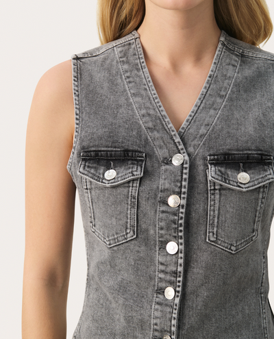 Part Two Janielle Grey Denim Waistcoat