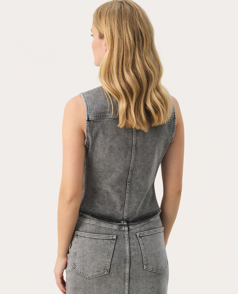 Part Two Janielle Grey Denim Waistcoat