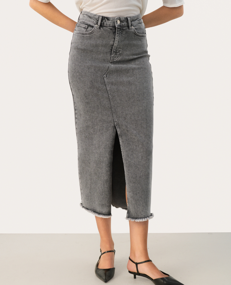 Part Two Jasmin Grey Denim Skirt