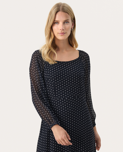 Part Two Lanka Navy Spot Midi Dress