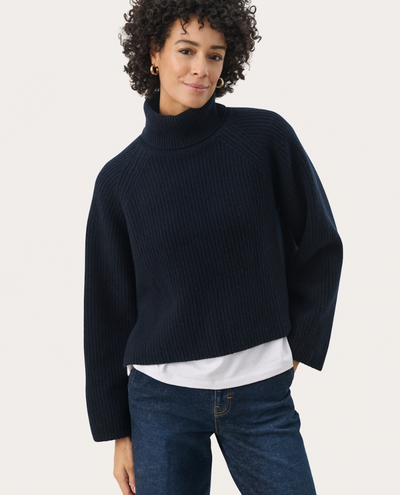 Part Two Lexa Navy Rollneck Knit