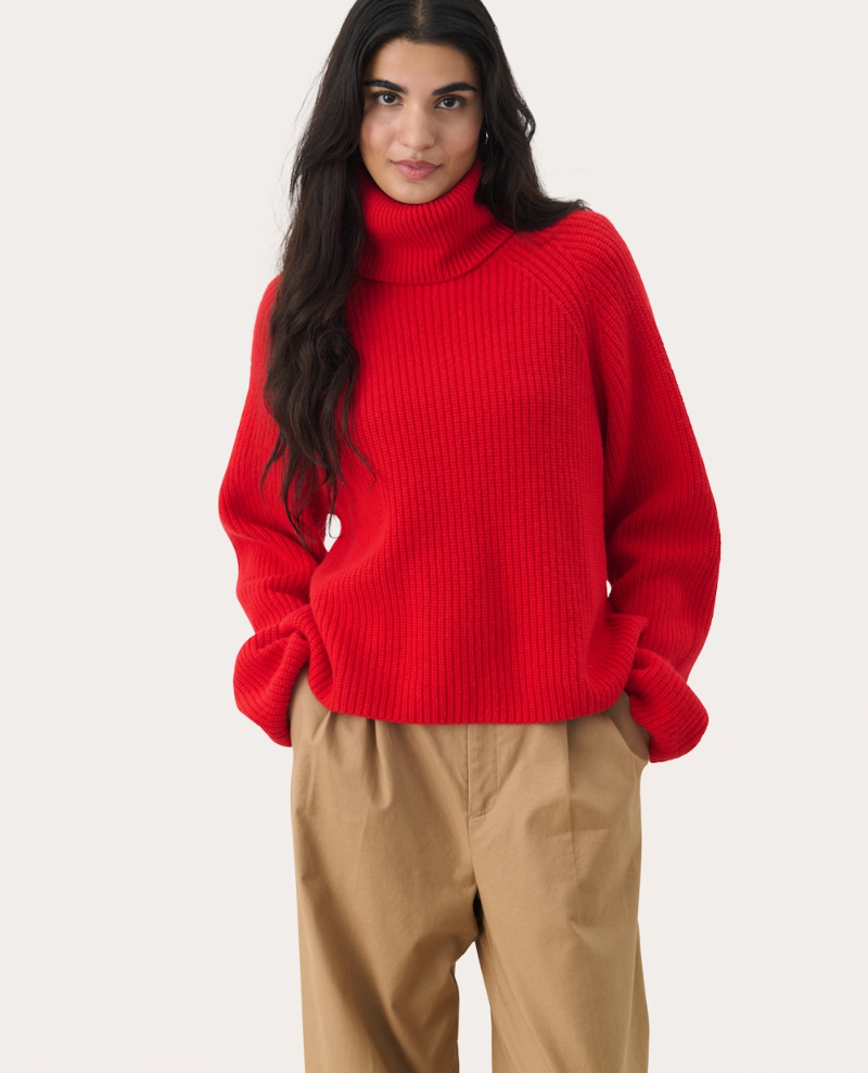 Part Two Lexa Red Rollneck Knit