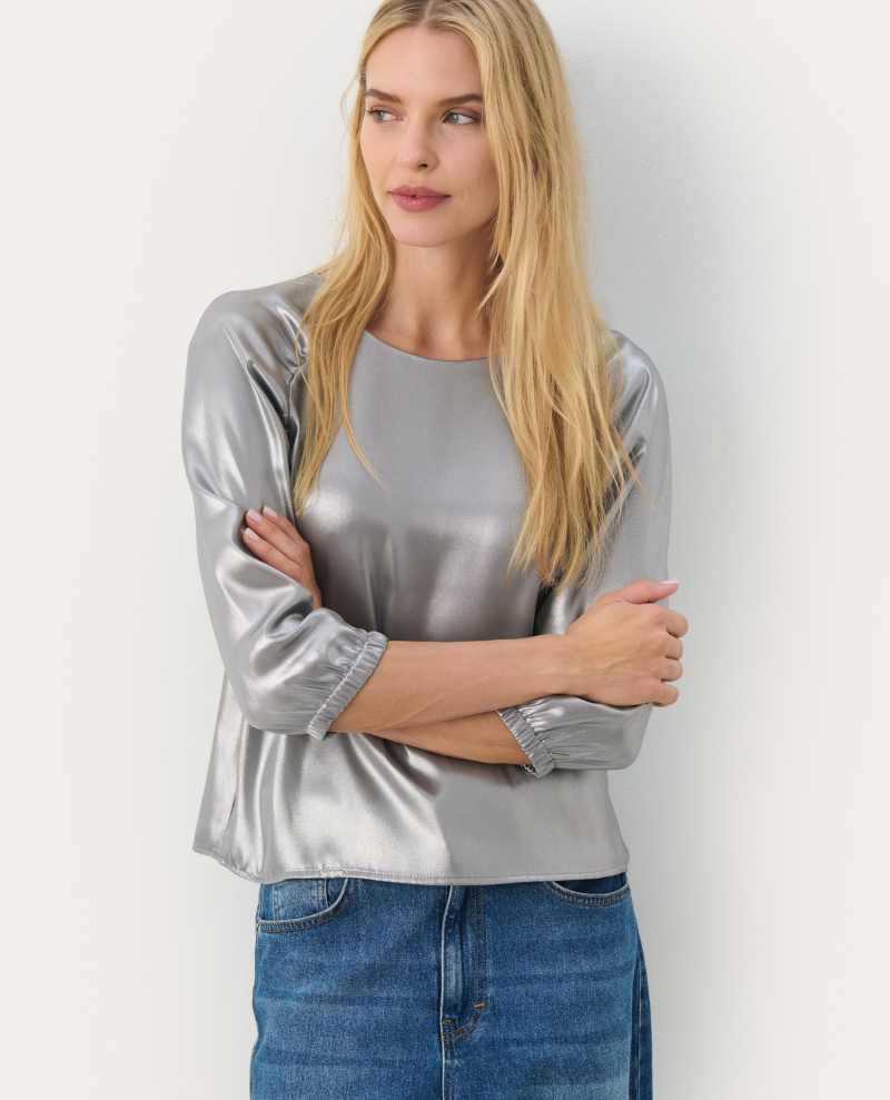 Part Two Marica Silver Metallic Blouse