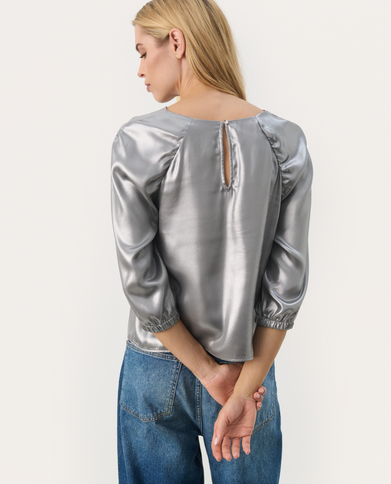 Part Two Marica Silver Metallic Blouse