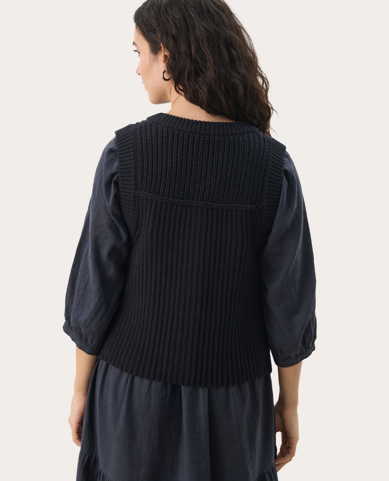 Part Two Noemie Navy Waistcoat Cardigan