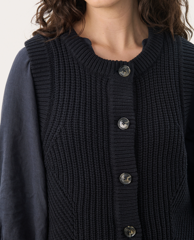 Part Two Noemie Navy Waistcoat Cardigan