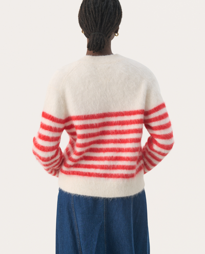 Part Two Pakize Red Stripe Cardigan