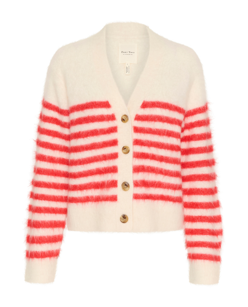 Part Two Pakize Red Stripe Cardigan