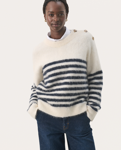 Part Two Pialil Navy Stripe Crew Knit